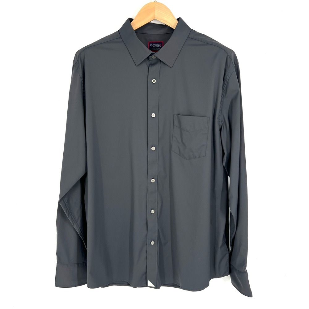 UNTUCKit Gironde Mens Regular Fit Long Sleeve Button Down Shirt XXL Gray